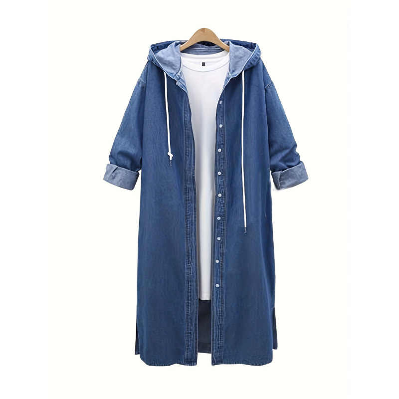 Winter Clothing Youtube - K 20582 Hooded Denim Long Coat