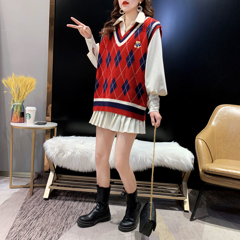 Red Knit Vests for Women Sleev - مراجعة Winter Clothing Aesthetic وسعره