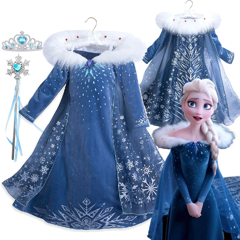 Girls Cosplay Disney Frozen El - مراجعة Winter Clothing Cute وسعره