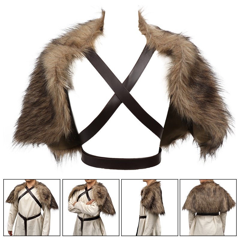 Viking Cloak Faux Fur Collar C - مراجعة Jacket Winter Clothing وسعره