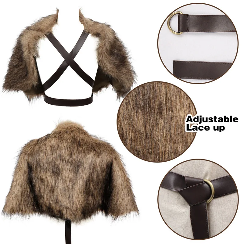 Viking Cloak Faux Fur Collar C - مراجعة Jacket Winter Clothing وسعره