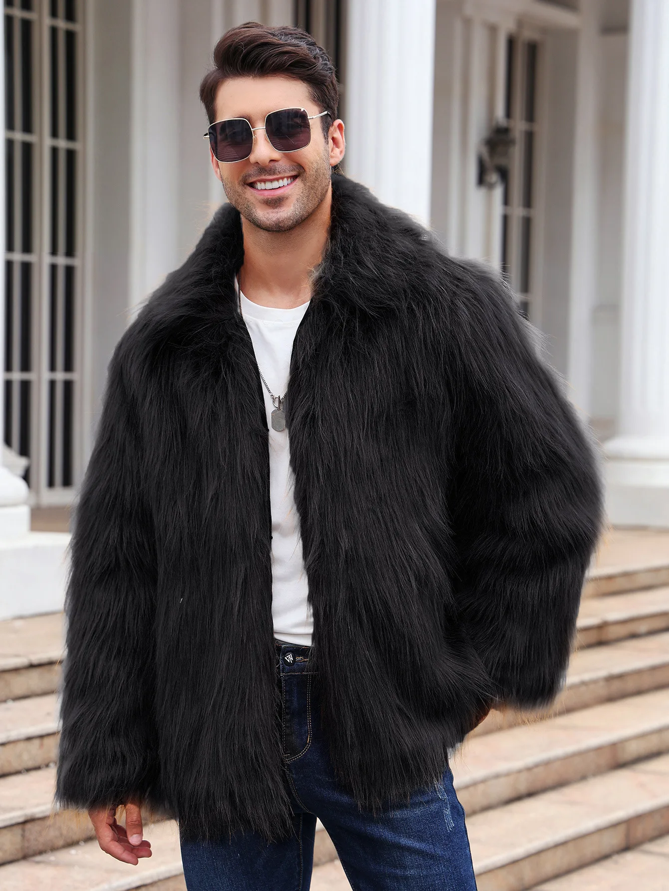 Men Faux Fox Fur Jacket Coat W - مراجعة Winter Clothing Cute وسعره