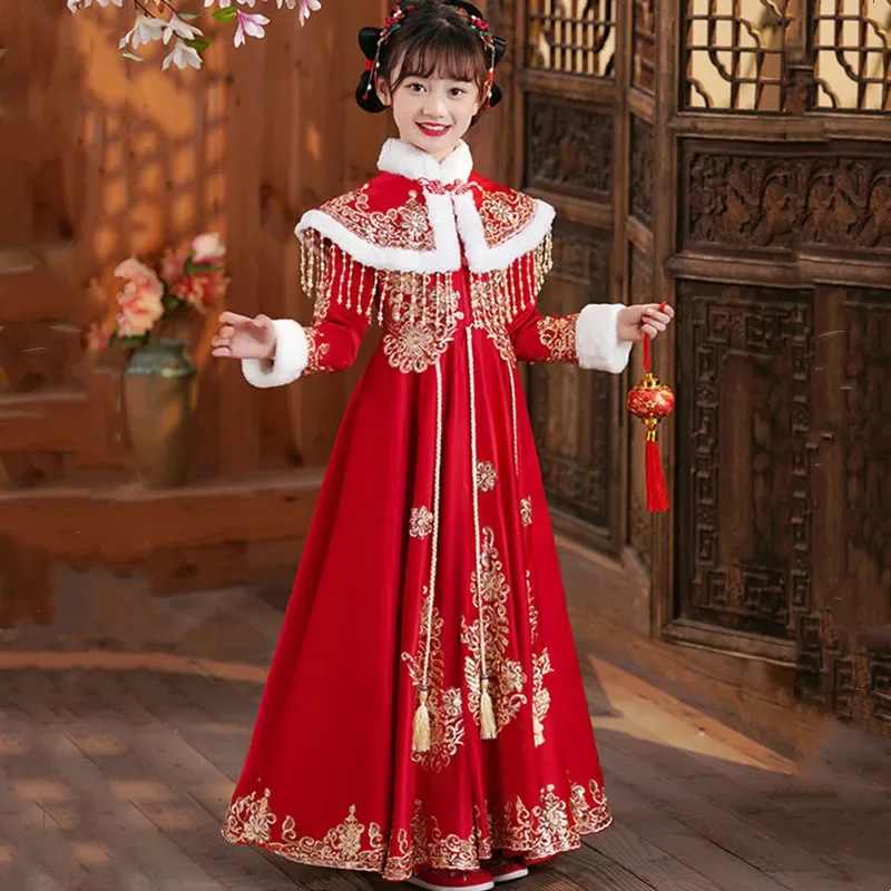 Winter Red Thicken Kids Hanfu  - مراجعة Winter Clothing Baby Girl وسعره