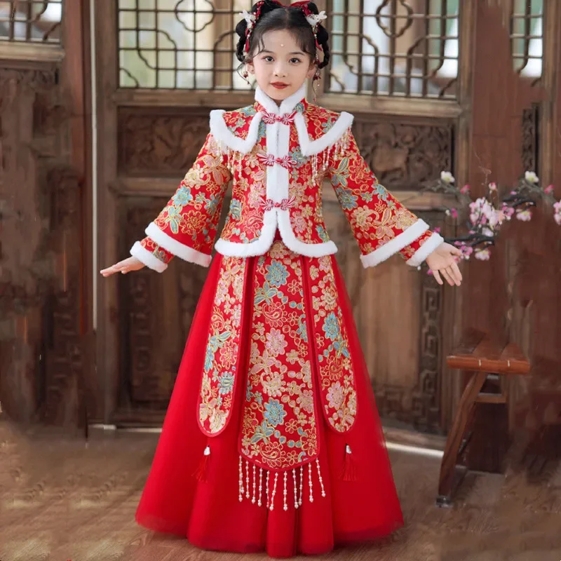 Winter Red Thicken Kids Hanfu  - مراجعة Winter Clothing Baby Girl وسعره