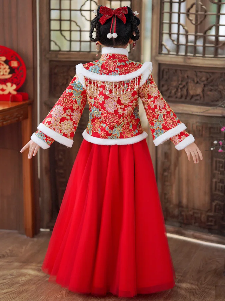 Winter Red Thicken Kids Hanfu  - مراجعة Winter Clothing Baby Girl وسعره