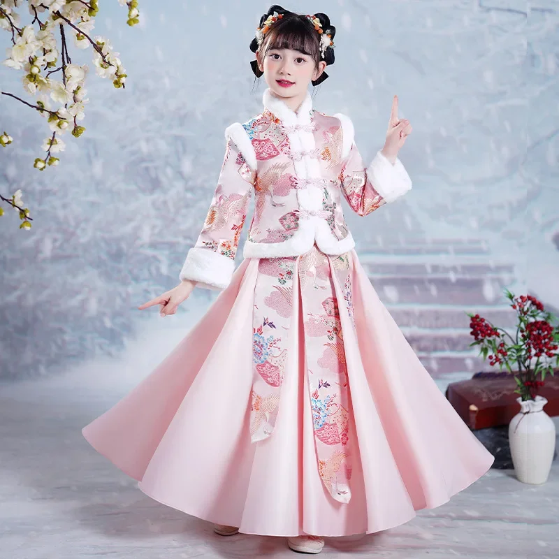 Winter Red Thicken Kids Hanfu  - مراجعة Winter Clothing Baby Girl وسعره
