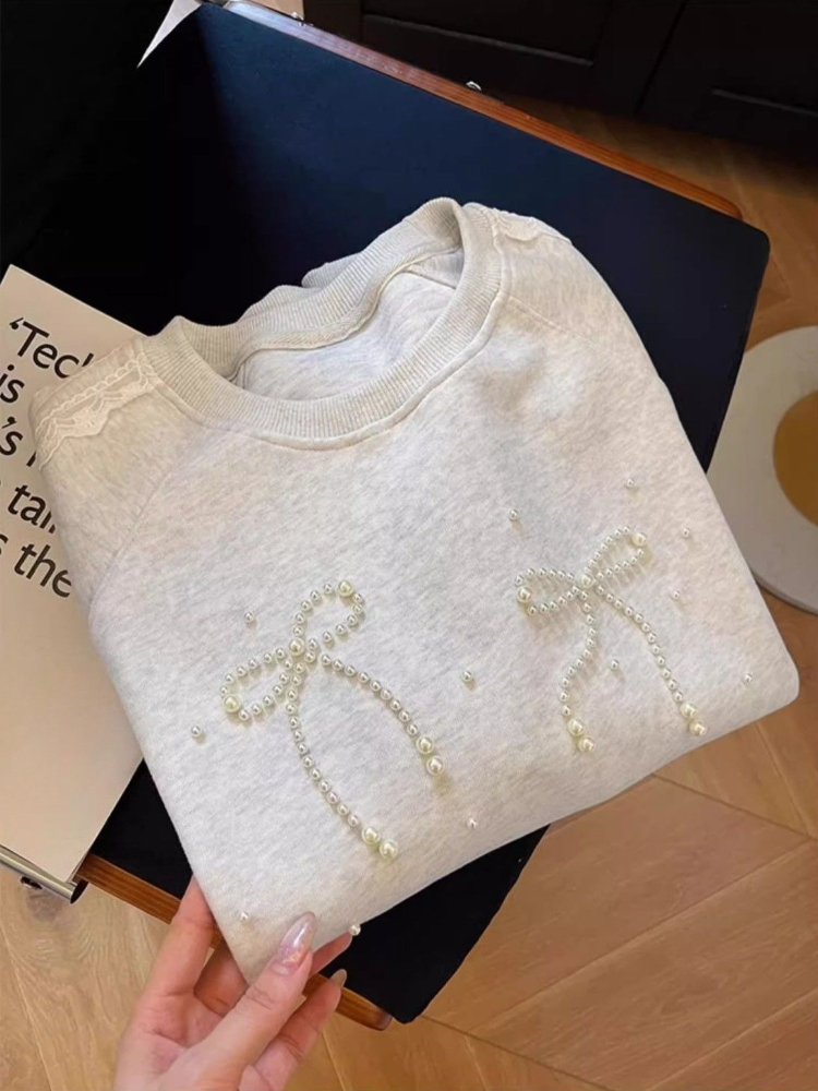 Round Neck Pearl Women's Sweat - مراجعة Winter Clothing Essential وسعره