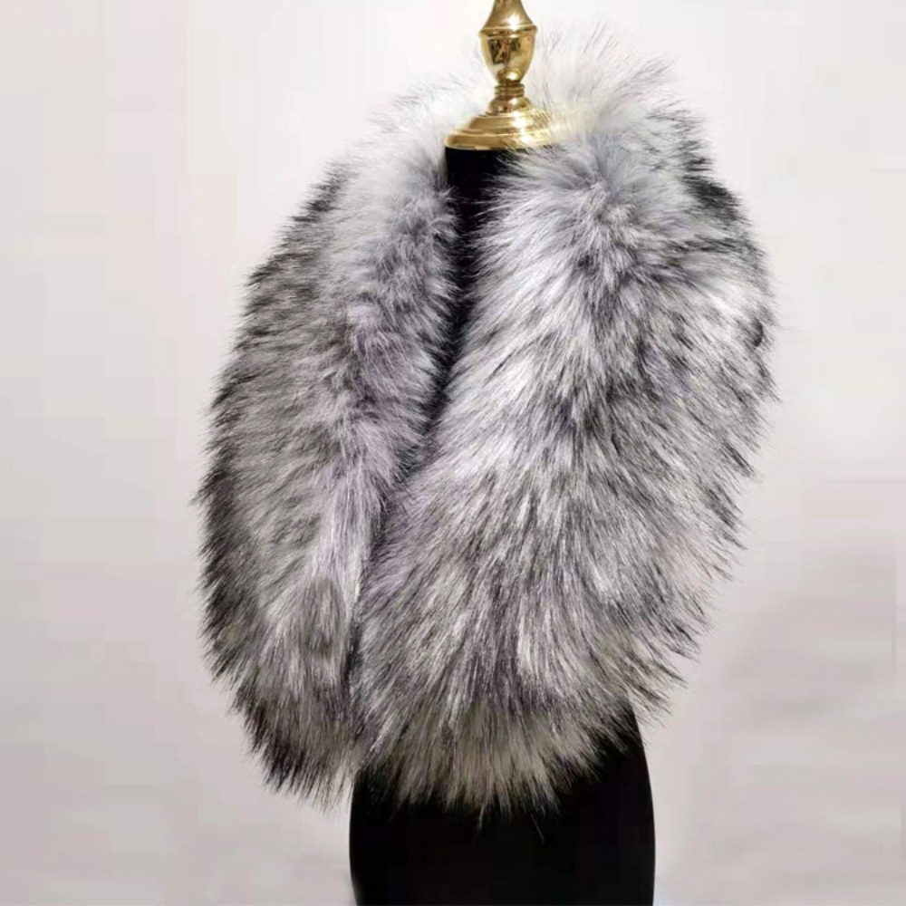New 80cm Large Faux Fur Collar - مراجعة Winter Clothing Design وسعره
