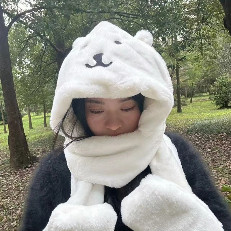 3 In 1 Plush Thick Hooded Hat  - مراجعة Winter Clothing Cute وسعره