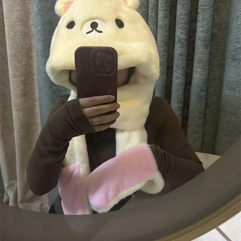3 In 1 Plush Thick Hooded Hat  - مراجعة Winter Clothing Cute وسعره